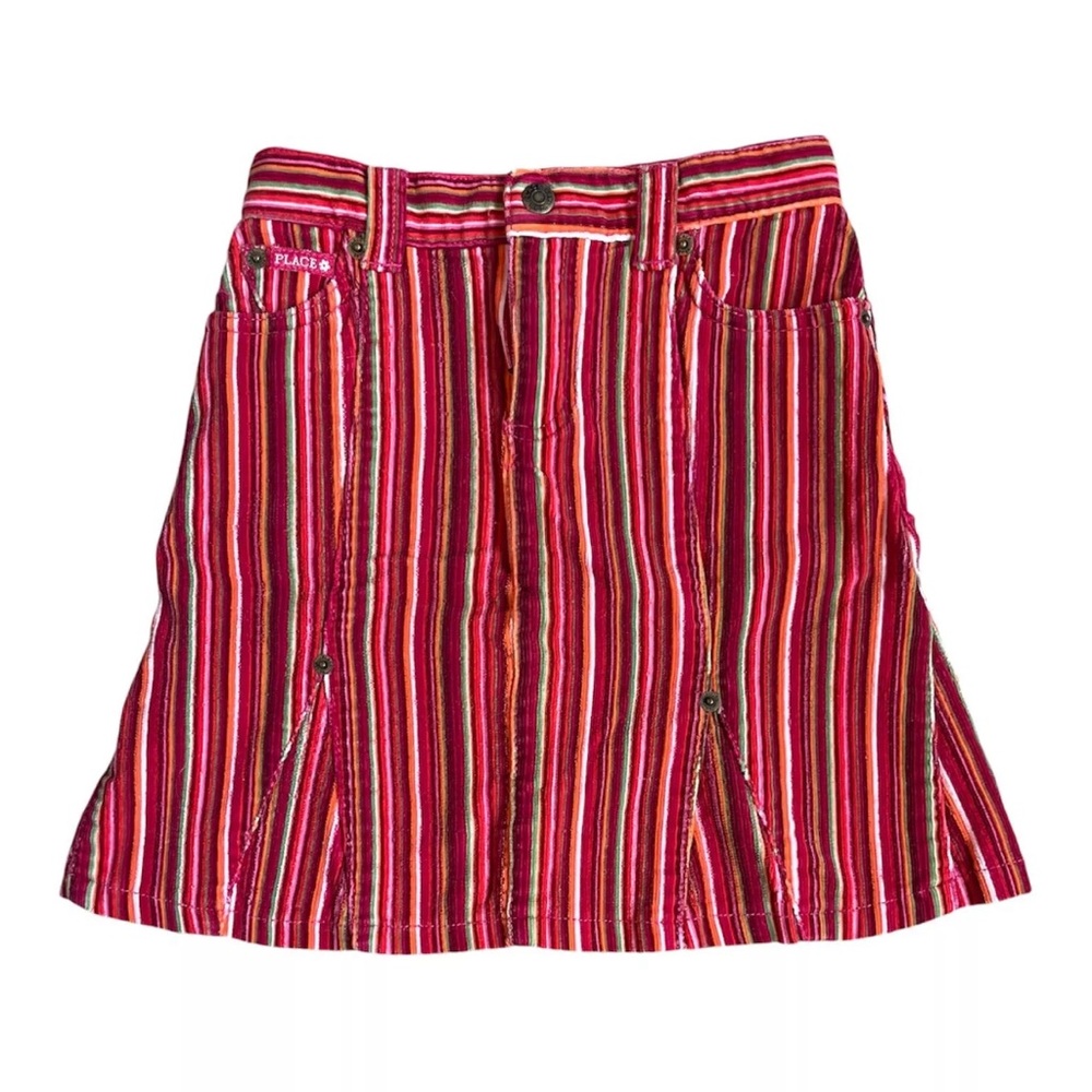 The Children’s Place Stretch Girls Size 5 Striped Corduroy Skirt Colorful
